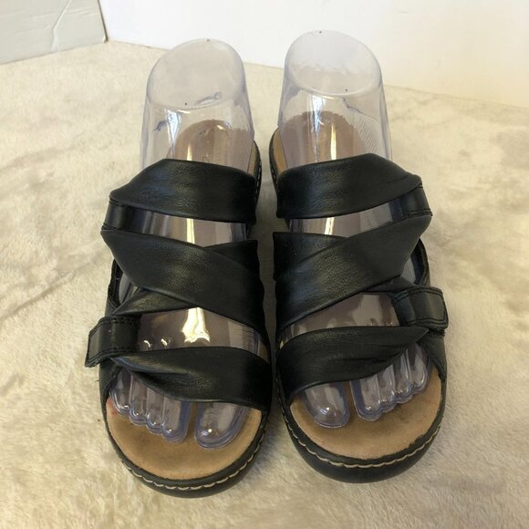 Clarks Delana Jazz Black Strappy Leather Summer Slide Sandal Size 7 - Picture 4 of 11